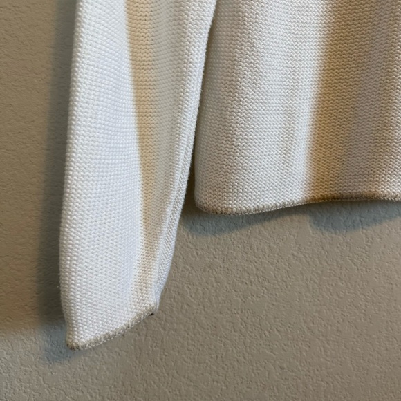 TWH Winter White Tan V Neck Long Sleeve Knit Pullover Sweater Top Size Medium - Picture 3 of 9